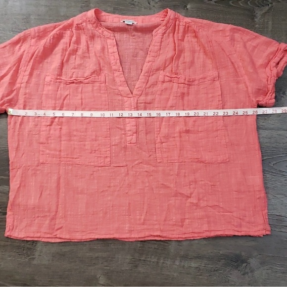 Sundance Coral Deep V Pullover Relaxed Fit Blouse Sz L - Picture 6 of 7